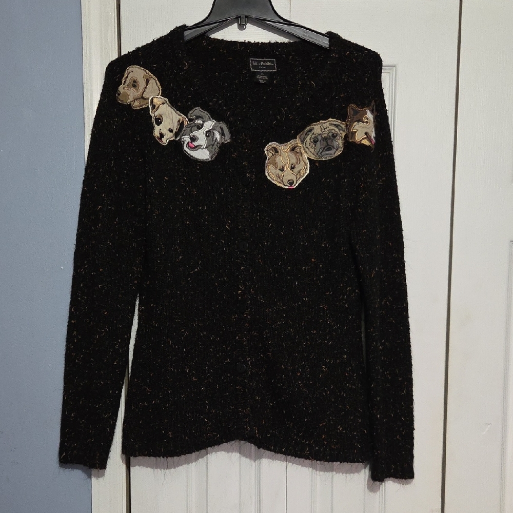 Bit & Bridle Black Sweater with Dog Motifs